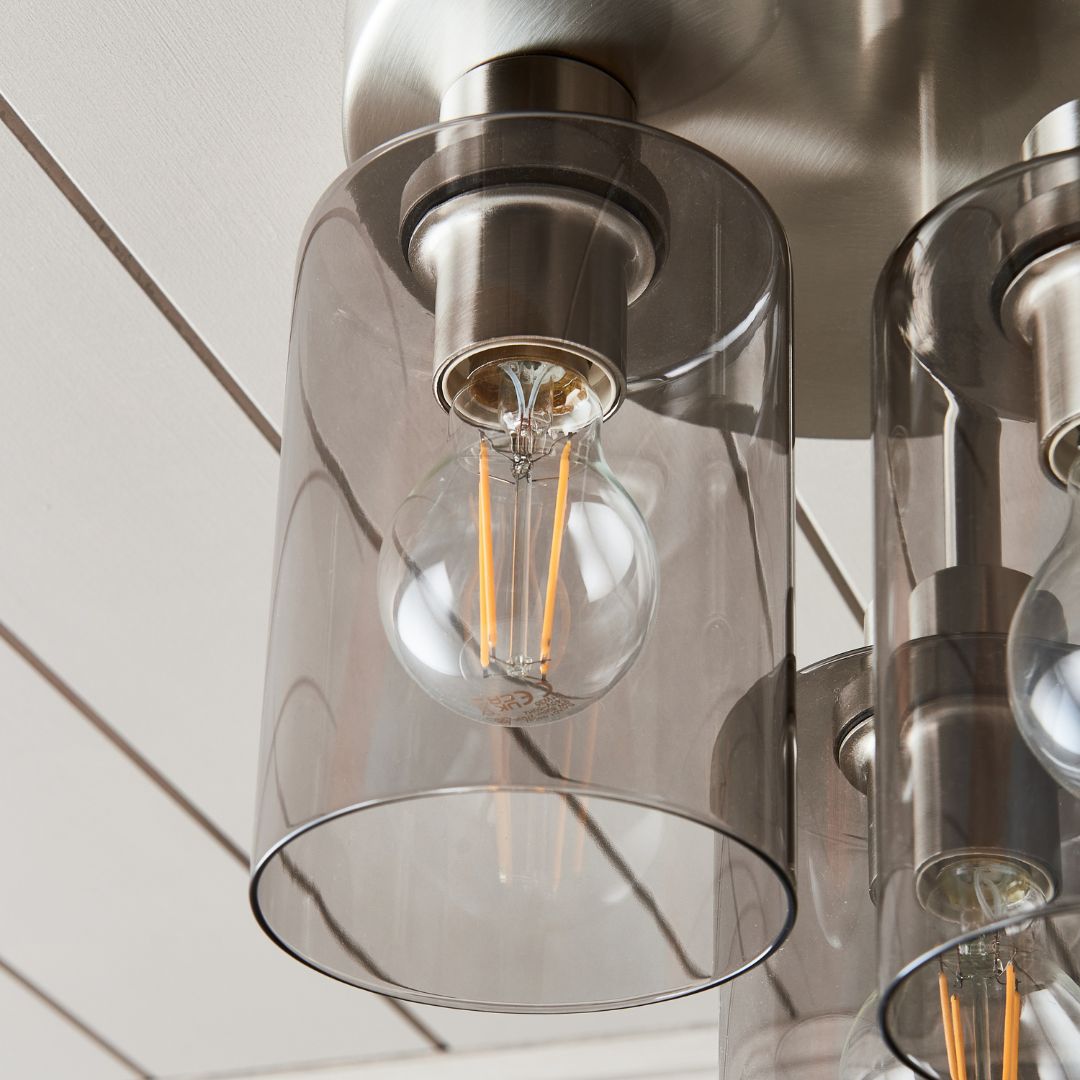 Pagazzi Kingsholm 3 Light Satin Nickel Semi Flush Ceiling Light