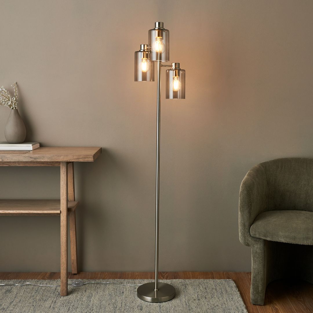 Pagazzi Kingsholm 3 Light Satin Nickel Floor Lamp
