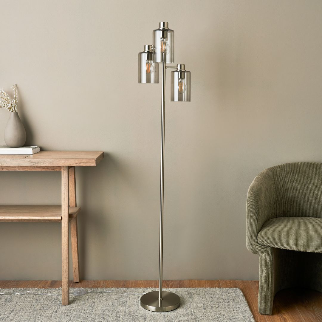 Pagazzi Kingsholm 3 Light Satin Nickel Floor Lamp