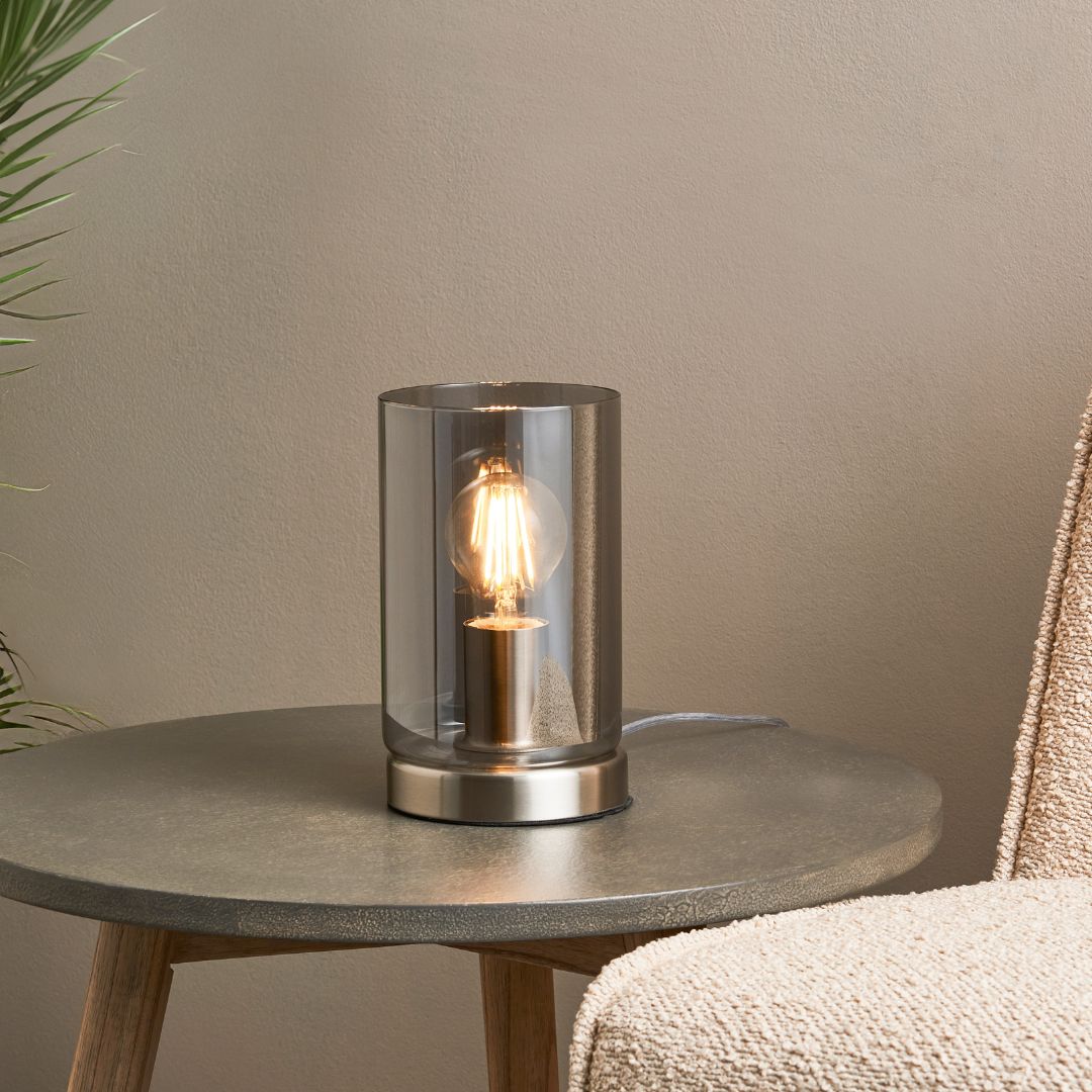 Pagazzi Kingsholm Satin Nickel Glass Touch Table Lamp