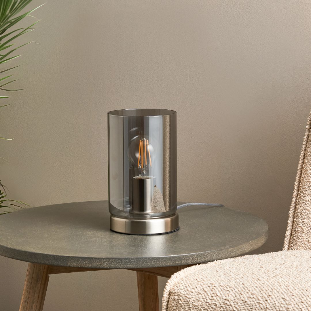 Pagazzi Kingsholm Satin Nickel Glass Touch Table Lamp