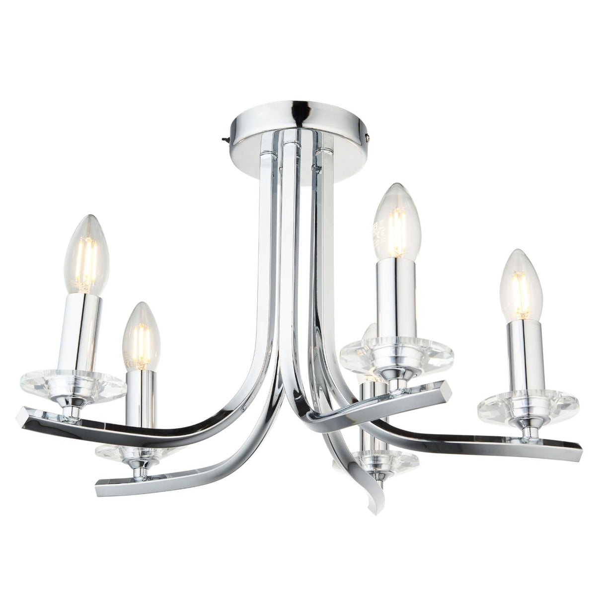 Pagazzi Morden 5 Light Polished Chrome Semi Flush Ceiling Light