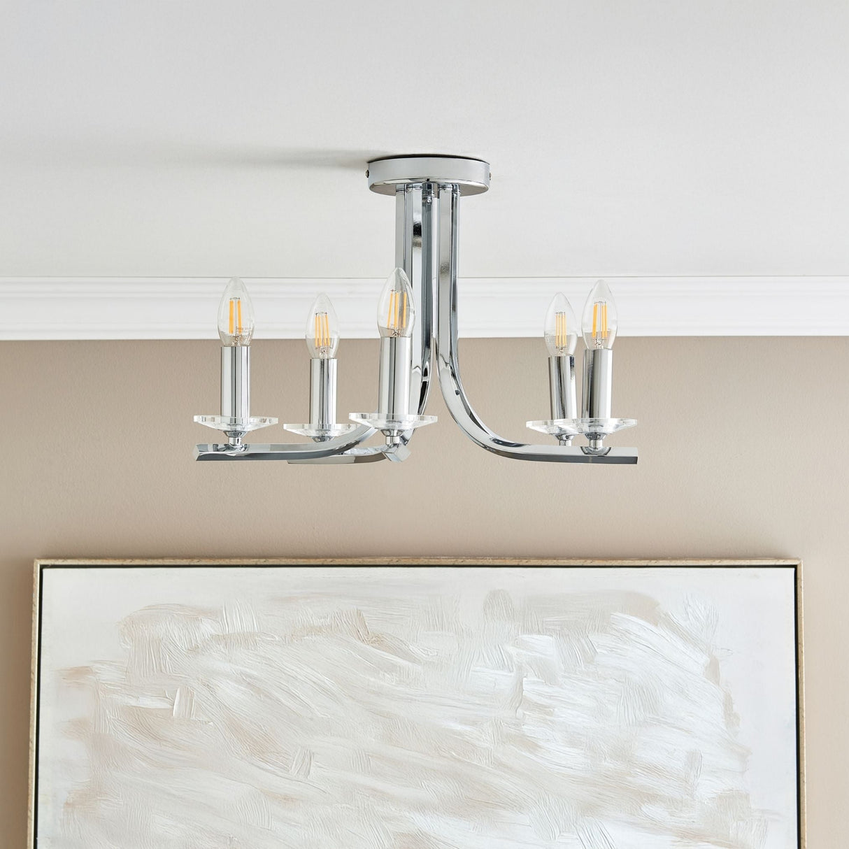 Pagazzi Morden 5 Light Polished Chrome Semi Flush Ceiling Light