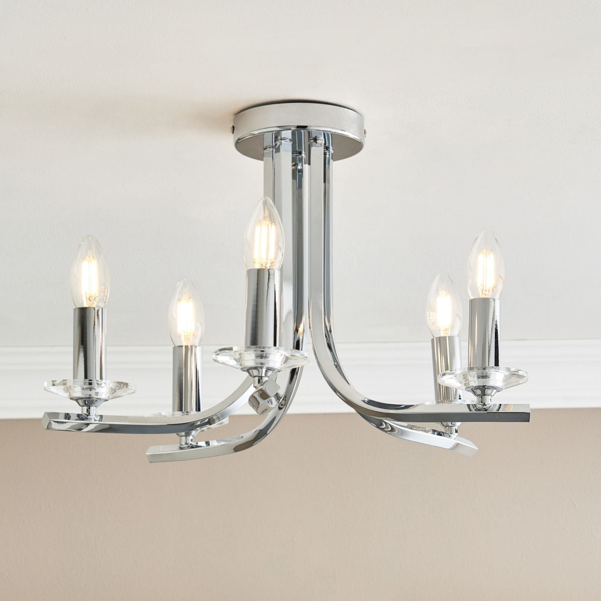 Pagazzi Morden 5 Light Polished Chrome Semi Flush Ceiling Light