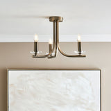 Pagazzi Morden 3 Light Antique Brass Semi Flush Ceiling Light