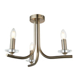 Pagazzi Morden 3 Light Antique Brass Semi Flush Ceiling Light
