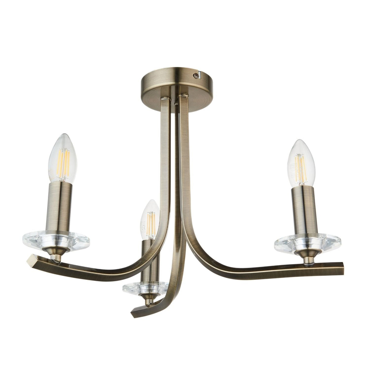 Pagazzi Morden 3 Light Antique Brass Semi Flush Ceiling Light