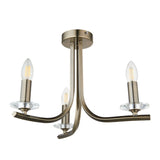 Pagazzi Morden 3 Light Antique Brass Semi Flush Ceiling Light