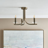 Pagazzi Morden 3 Light Antique Brass Semi Flush Ceiling Light