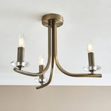 Pagazzi Morden 3 Light Antique Brass Semi Flush Ceiling Light