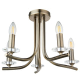 Pagazzi Morden 5 Light Antique Brass Semi Flush Ceiling Light