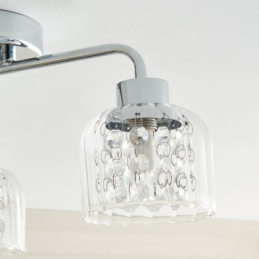 Pagazzi Yarrow 3 Light Polished Chrome Semi Flush Ceiling Light