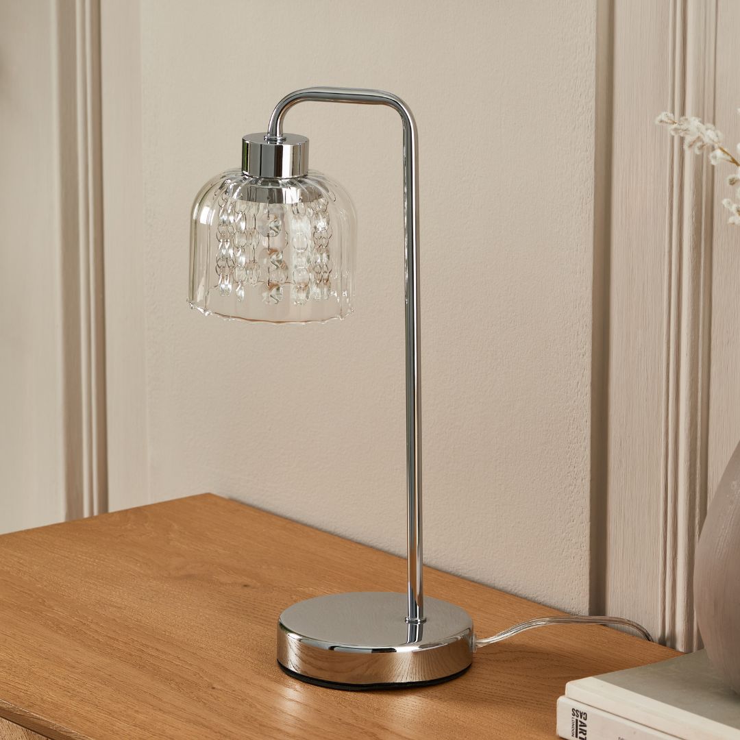 Pagazzi Yarrow Polished Chrome Glass Table Lamp