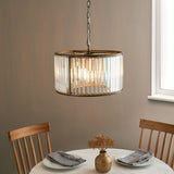 Pagazzi Resto Crystal Antique Brass Pendant Ceiling Light