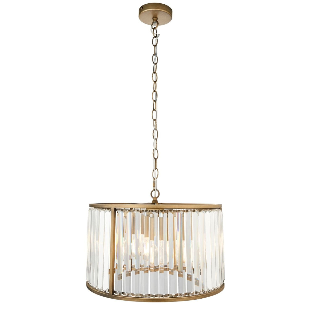Pagazzi Resto Crystal Antique Brass Pendant Ceiling Light