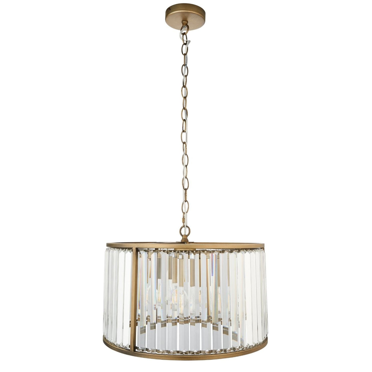 Pagazzi Resto Crystal Antique Brass Pendant Ceiling Light