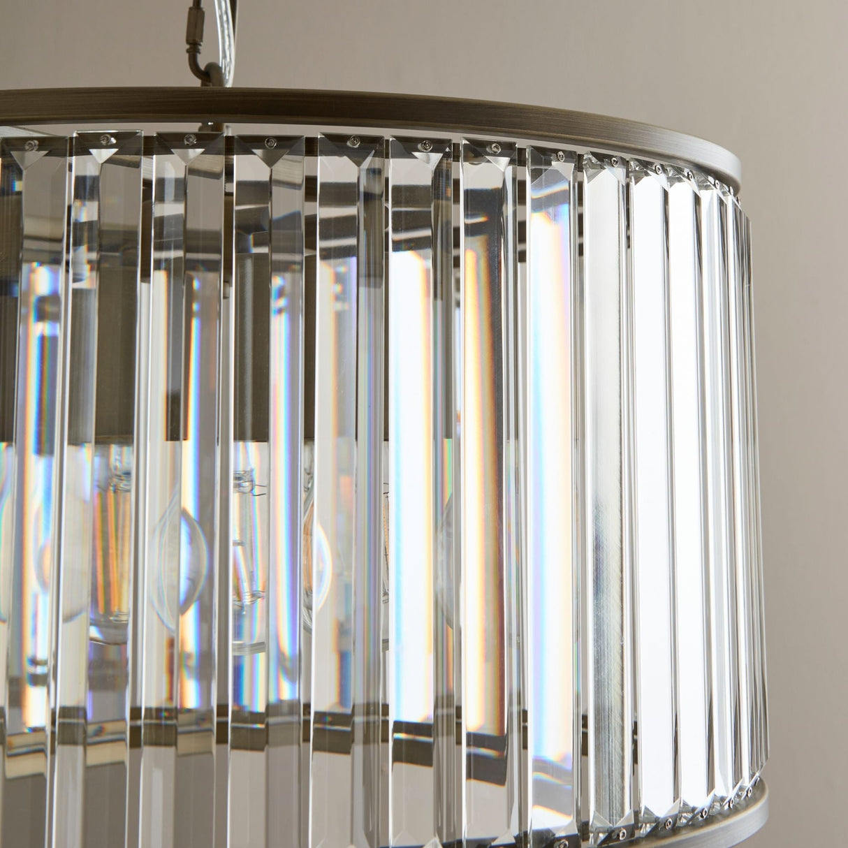 Pagazzi Resto Crystal Antique Brass Pendant Ceiling Light