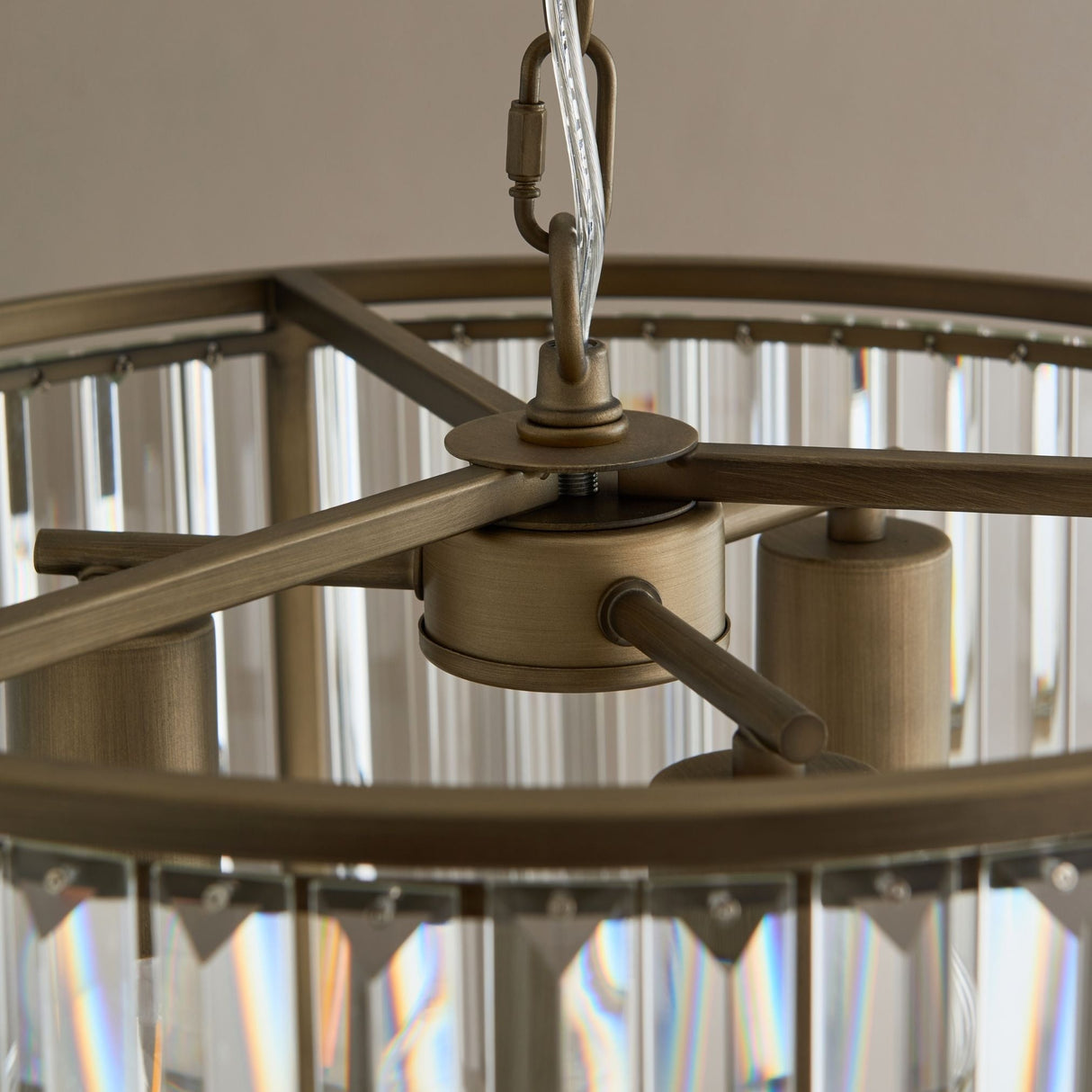 Pagazzi Resto Crystal Antique Brass Pendant Ceiling Light