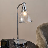 Pagazzi Brunswick Polished Nickel Glass Desk Table Lamp