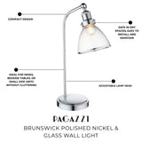 Pagazzi Brunswick Polished Nickel Glass Desk Table Lamp