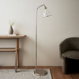 Pagazzi Brunswick Polished Nickel Glass Task Floor Lamp