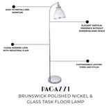 Pagazzi Brunswick Polished Nickel Glass Task Floor Lamp