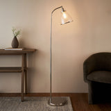 Pagazzi Brunswick Polished Nickel Glass Task Floor Lamp