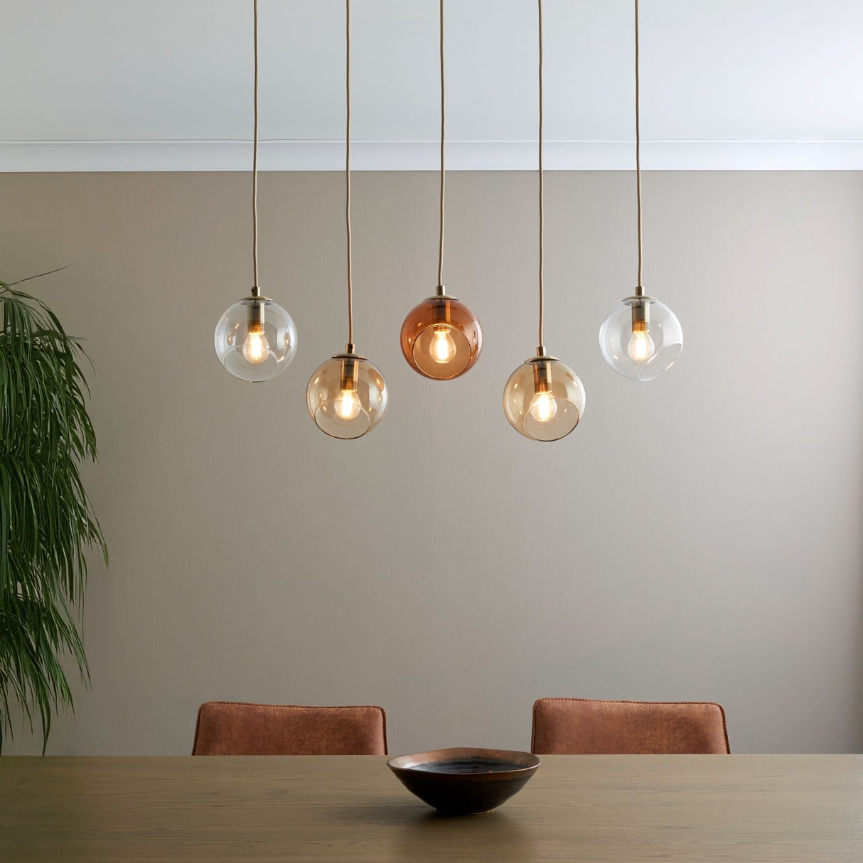 Pagazzi Branco 5 Light Antique Brass Ceiling Pendant Bar