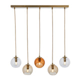 Pagazzi Branco 5 Light Antique Brass Ceiling Pendant Bar