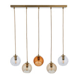 Pagazzi Branco 5 Light Antique Brass Ceiling Pendant Bar