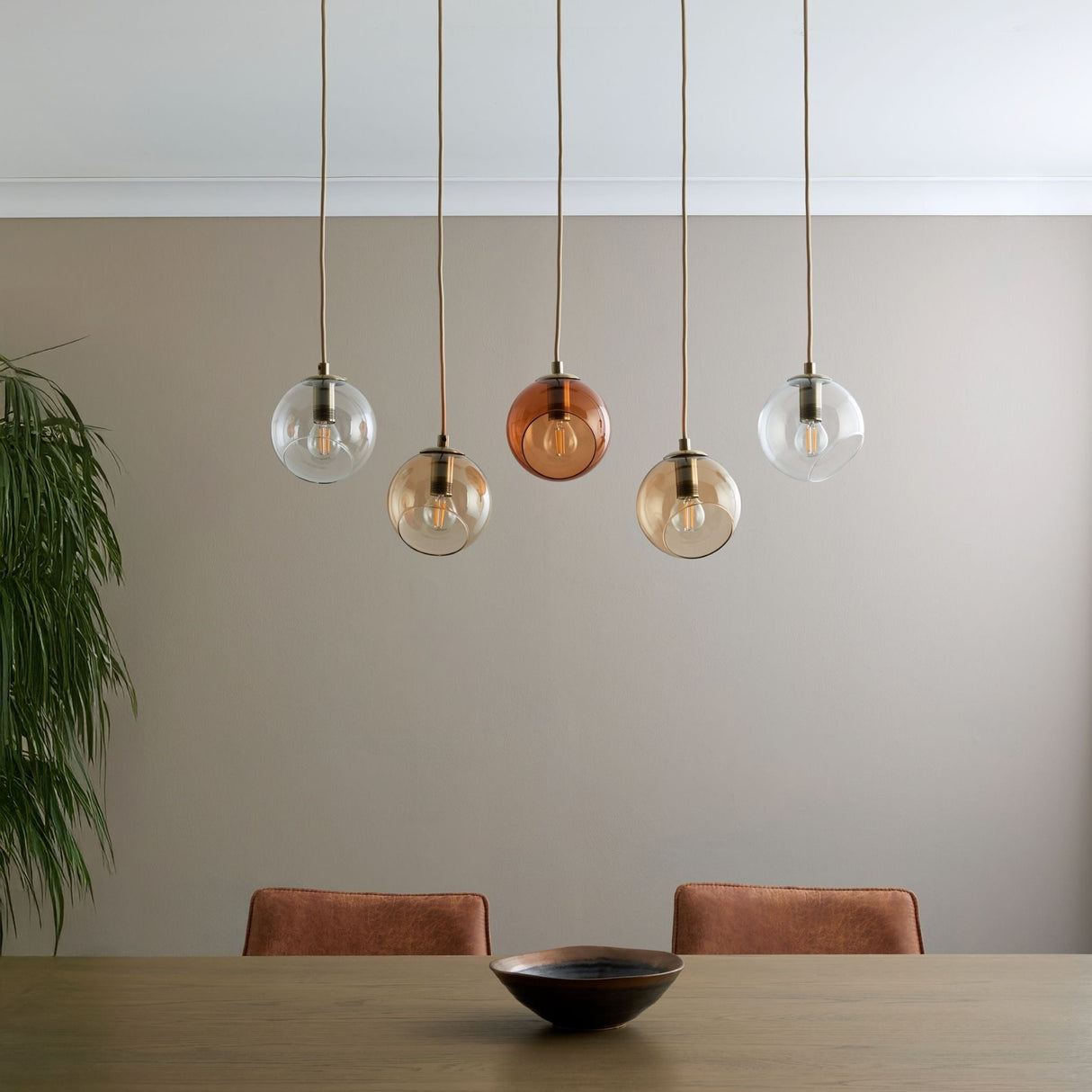 Pagazzi Branco 5 Light Antique Brass Ceiling Pendant Bar