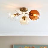 Pagazzi Branco 3 Light Antique Brass Semi Flush Ceiling Light