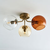 Pagazzi Branco 3 Light Antique Brass Semi Flush Ceiling Light