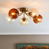 Pagazzi Branco 5 Light Antique Brass Semi Flush Ceiling Light