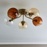 Pagazzi Branco 5 Light Antique Brass Semi Flush Ceiling Light