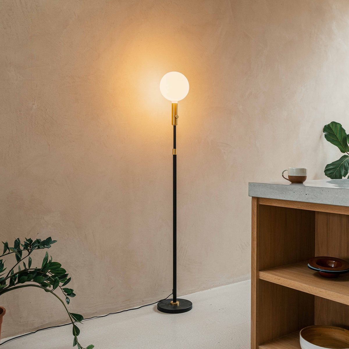 Tala Poise Adjustable Floor Lamp in Brass with Sphere V