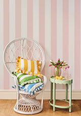 Casa by Josephine Jenno Blue and White Cabana Striped Ruffled Cushion Cover