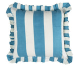Casa by Josephine Jenno Blue and White Cabana Striped Ruffled Cushion Cover