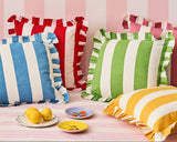 Casa by Josephine Jenno Red Cabana Stripe Ruffled Cushion Cover