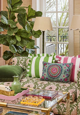 Casa by Josephine Jenno Pink Candy Cabana Stripe Ruffled Cushion Cover