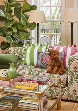 Casa by Josephine Jenno Pink Candy Cabana Stripe Ruffled Cushion Cover