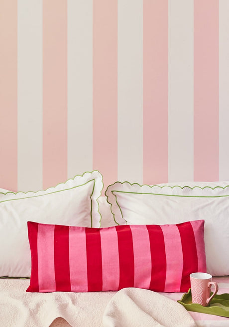 Casa by Josephine Jenno Poppy Raspberry Cabana Stripe Long Lumbar Cushion Cover