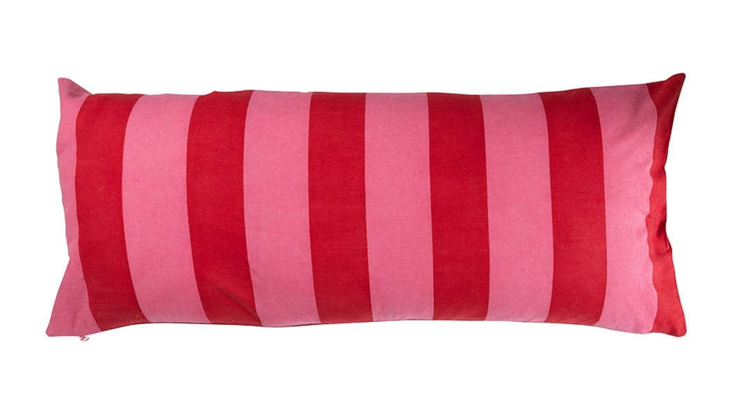 Casa by Josephine Jenno Poppy Raspberry Cabana Stripe Long Lumbar Cushion Cover