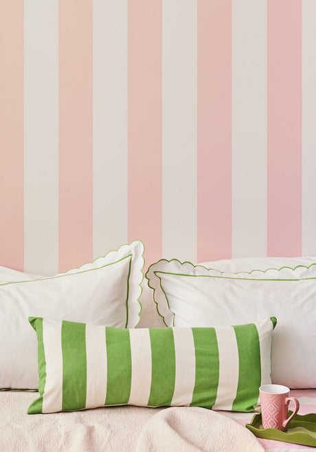 Casa by Josephine Jenno Poppy Sage Cabana Stripe Long Lumbar Cushion Cover