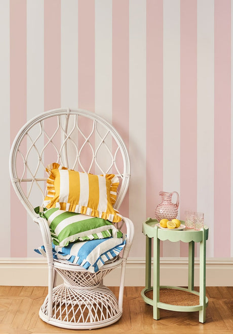Yellow Cabana Stripe Ruffled Cushion Cover | Casa by Josephine Jenno
