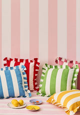 Yellow Cabana Stripe Ruffled Cushion Cover | Casa by Josephine Jenno