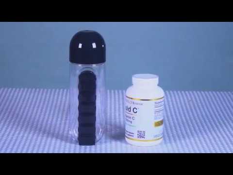 Asobu Pill Organizer Water Bottle, 600ml, Yellow