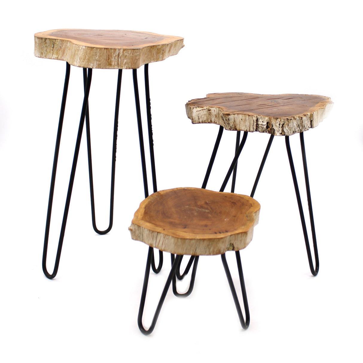 Yorkshire Bonsai Gamal Wood Plant Stands Whitewash - Set of 3