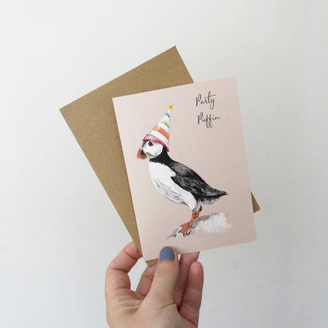 Party Puffin Birthday Card | Katie Hipwell Design