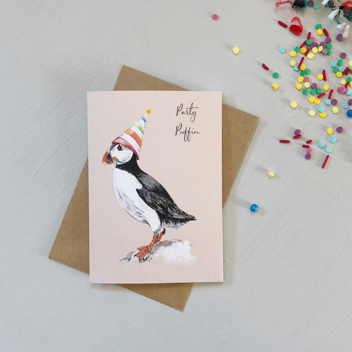 Party Puffin Birthday Card | Katie Hipwell Design